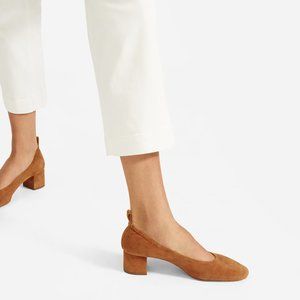 Everlane Day Heel Cognac Brown Suede Pumps